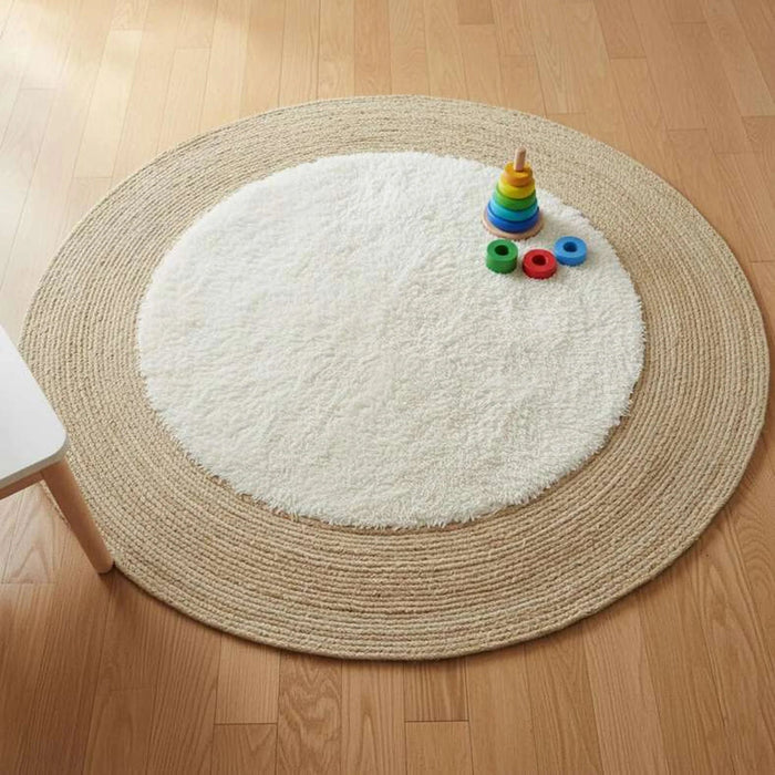 Cozy Corn Shaggy Round Rug 120Cm Round -Natural/White Pan Home