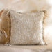 Cozy Linen Textured Down Feel Fringed Filled Cushion 50X50Cm -Beige Pan Home