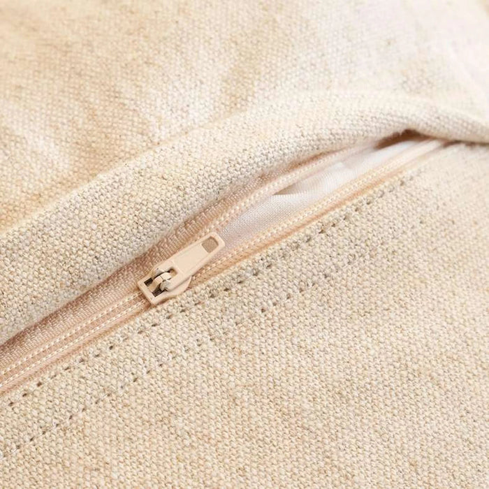 Cozy Linen Textured Down Feel Fringed Filled Cushion 50X50Cm -Beige Pan Home