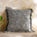 Cozy Linen Textured Down Feel Fringed Filled Cushion 50X50Cm -Navy Pan Home