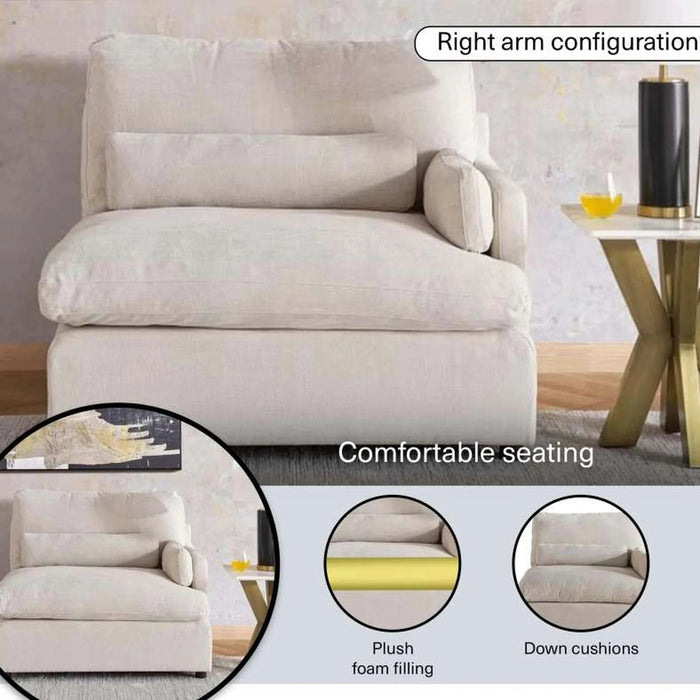 Cozy Right Arm Single Seater Modular Sofa - Beige Pan Home