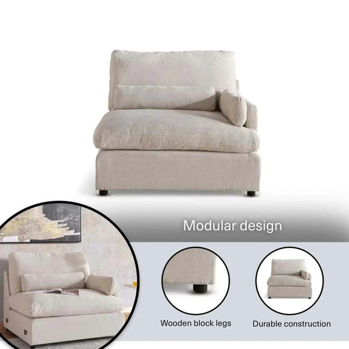 Cozy Right Arm Single Seater Modular Sofa - Beige Pan Home