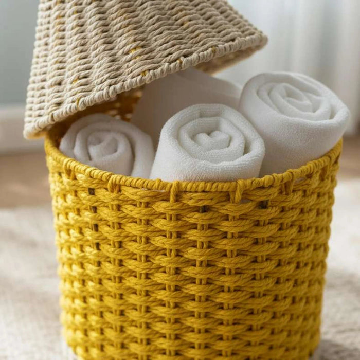 Crayon Rope Storage Basket 25X46Cm -Yellow Pan Home