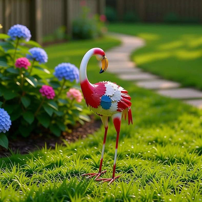 Crest Metal Flamingo Garden Decor 24.1X15.2X57.2Cm - Multicolor Pan Home