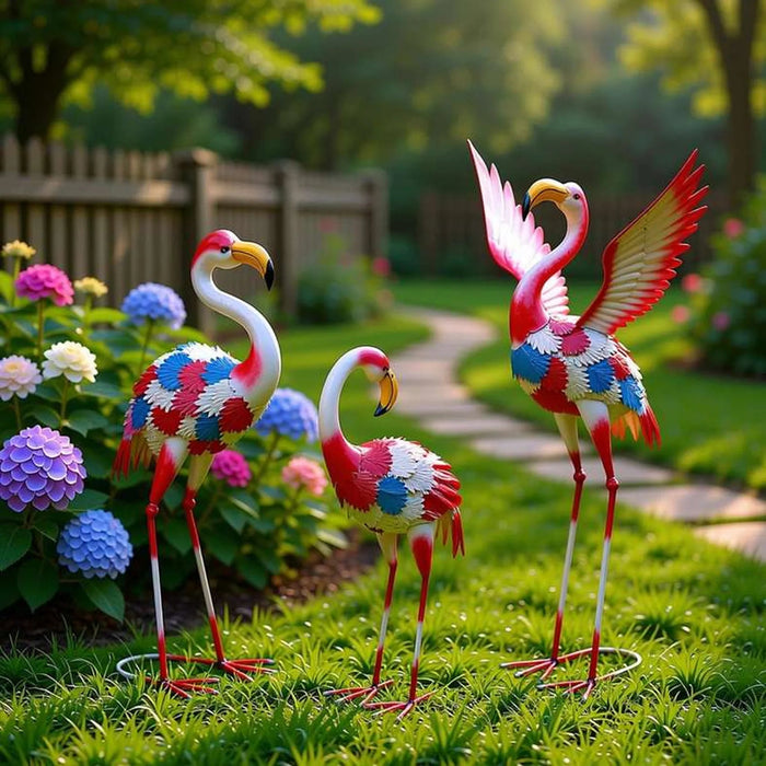 Crest Metal Flamingo Garden Decor 24.1X15.2X57.2Cm - Multicolor Pan Home