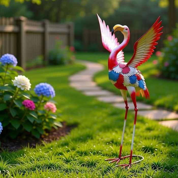 Crest Metal Flamingo Garden Decor 33X38.1X78.7Cm - Multicolor Pan Home