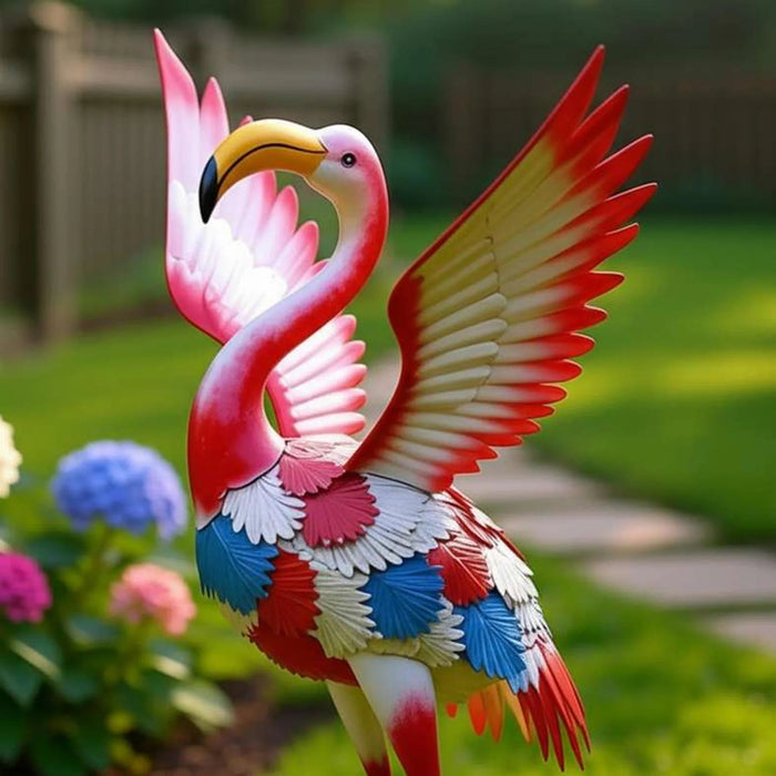 Crest Metal Flamingo Garden Decor 33X38.1X78.7Cm - Multicolor Pan Home