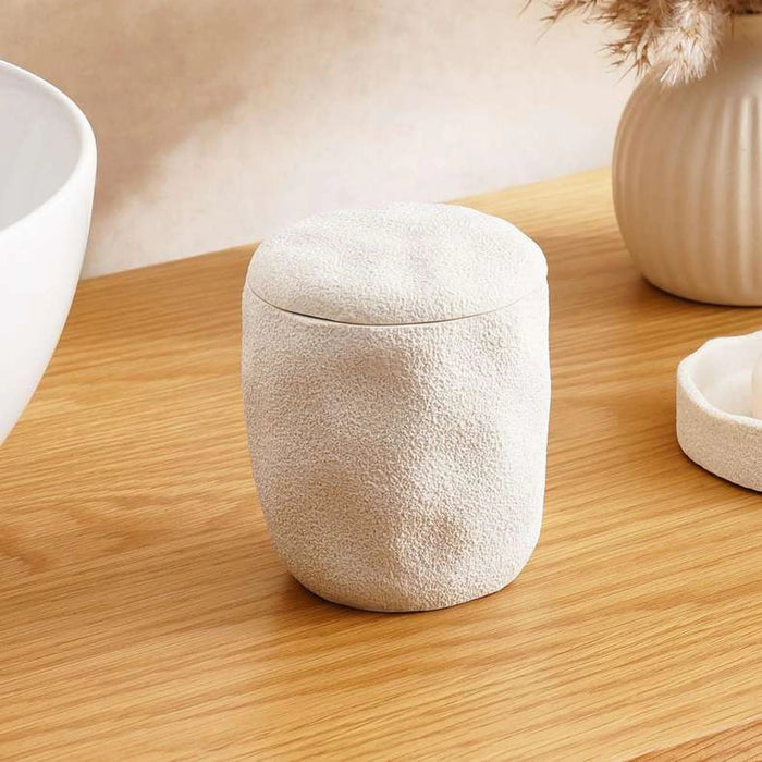 Crest Textured Cotton Jar 9.5X9.5X10Cm - Cream Pan Home