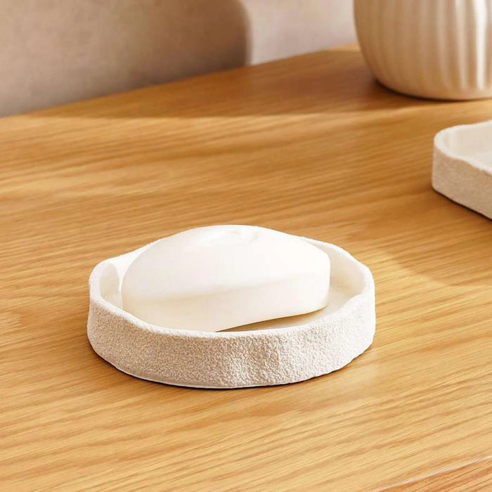 Crest Textured Soap Dish 12X12X2 Cm - Cream Pan Home