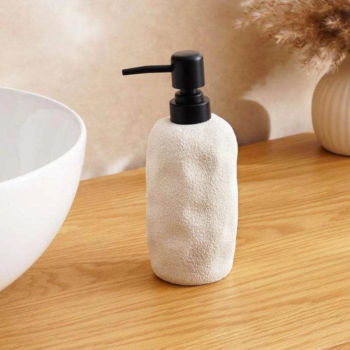 Crest Textured Soap Dispenser 8X8X20 Cm - Cream Pan Home