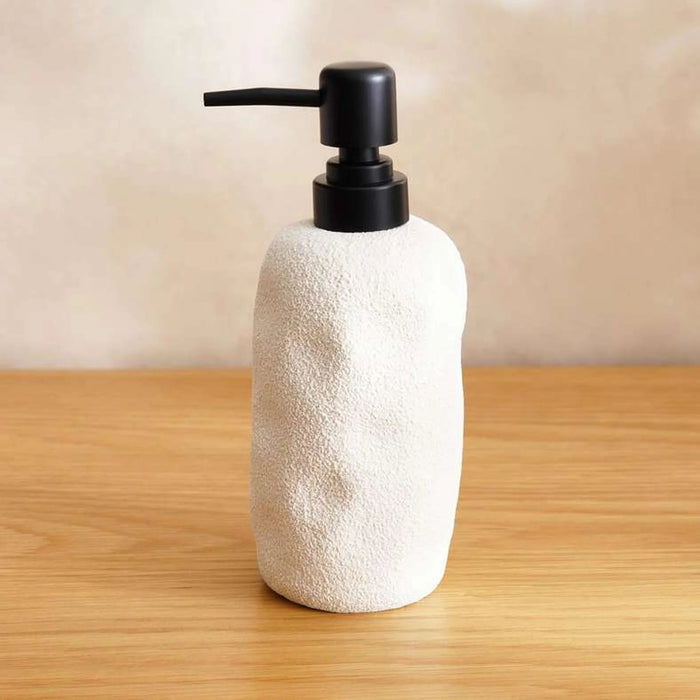 Crest Textured Soap Dispenser 8X8X20 Cm - Cream Pan Home