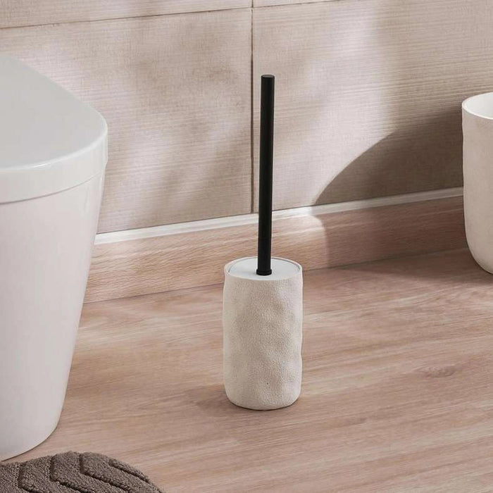 Crest Textured Toilet Brush With Holder - Cream Pan Home