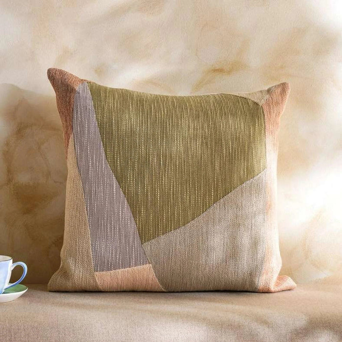 Crewel Mosaic Linen Embroidery Down Feel Filled Cushion - 50X50Cm Iron Pan Home