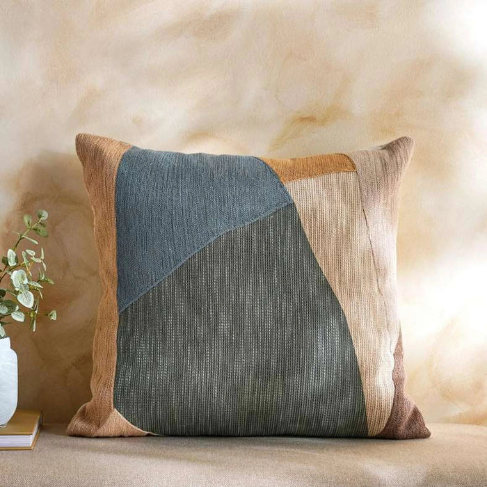 Crewel Mosaic Linen Embroidery Down Feel Filled Cushion - 50X50Cm Rust Pan Home
