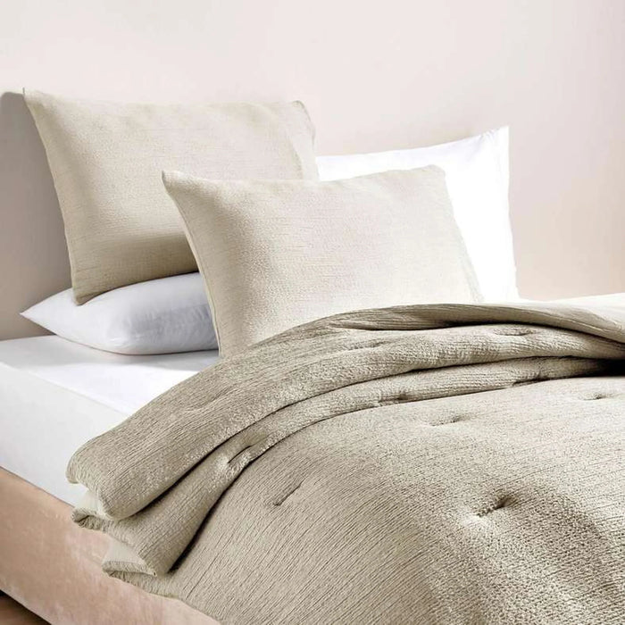 Crimp Loft Textured 3-Piece Full Comforter Set 160X220Cm - Beige