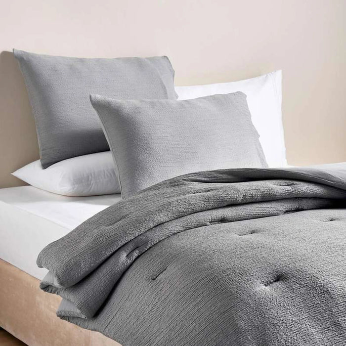 Crimp Loft Textured 3-Piece Full Comforter Set 160X220Cm - Grey