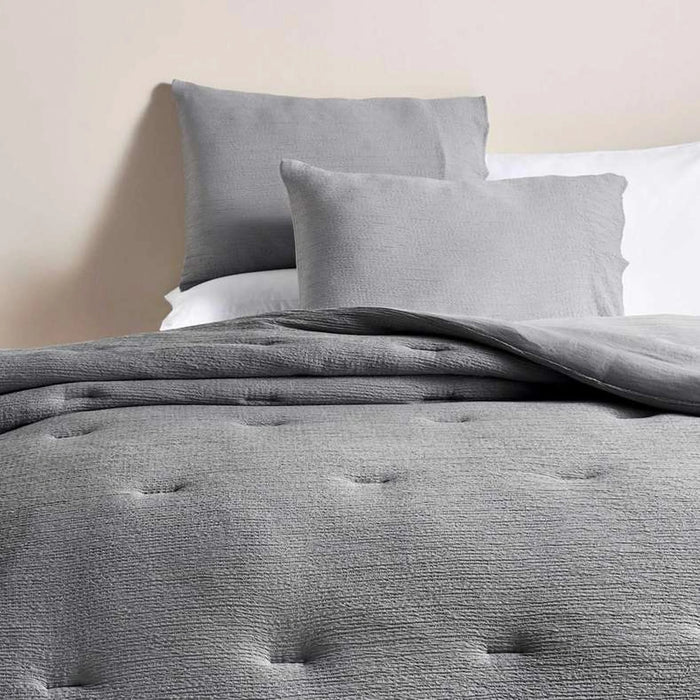 Crimp Loft Textured 3-Piece Full Comforter Set 160X220Cm - Grey