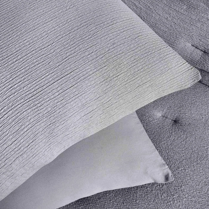 Crimp Loft Textured 3-Piece Full Comforter Set 160X220Cm - Grey