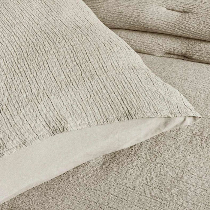 Crimp Loft Textured 3-Piece King Comforter Set 240X260Cm - Beige Pan Home