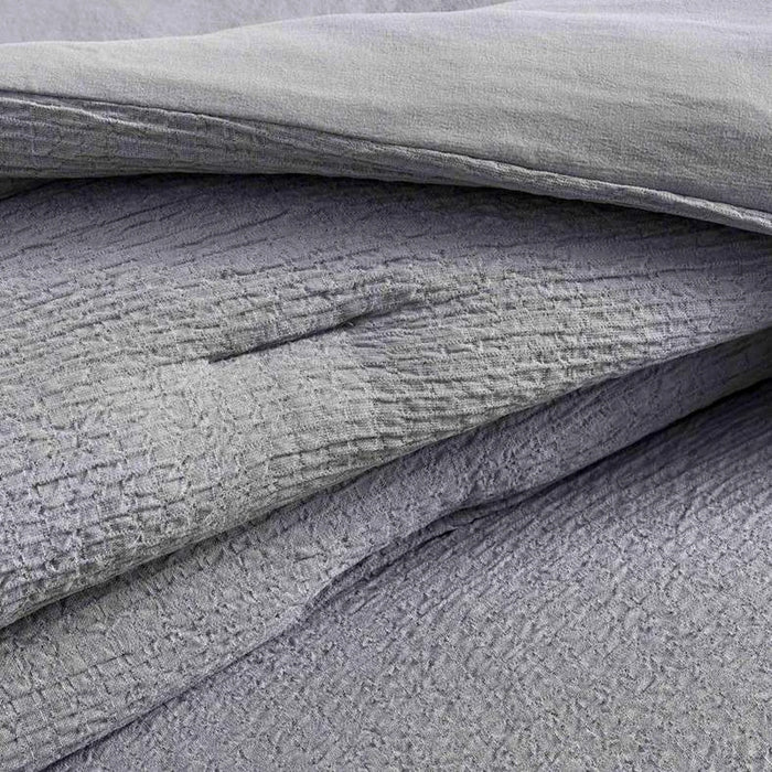 Crimp Loft Textured 3-Piece King Comforter Set 240X260Cm - Grey