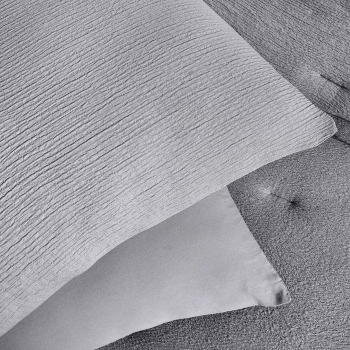 Crimp Loft Textured 3-Piece King Comforter Set 240X260Cm - Grey