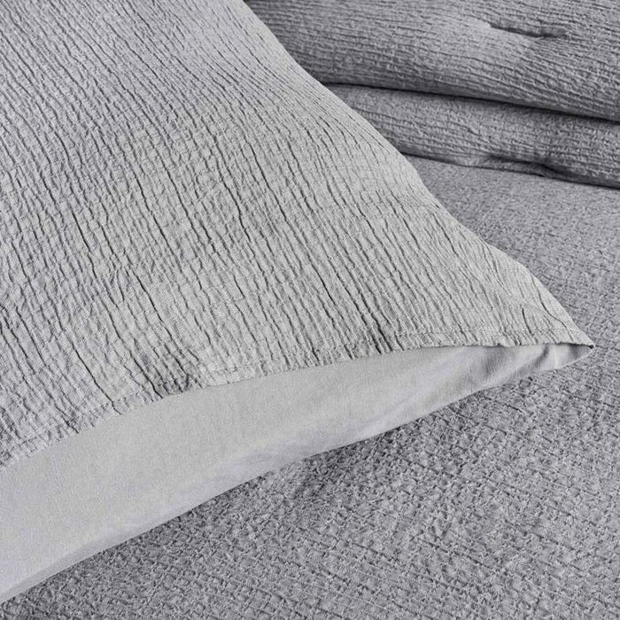 Crimp Loft Textured 3-Piece King Comforter Set 240X260Cm - Grey