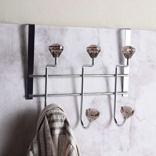 Crown Over The Door Metal Hook With 6 Knobs 26X12X23.5Cm -Chrome Pan Home