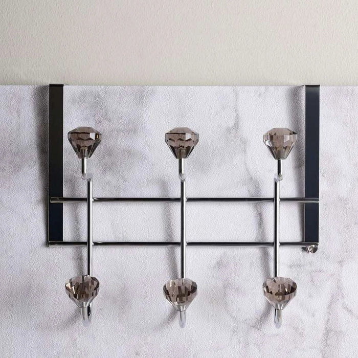 Crown Over The Door Metal Hook With 6 Knobs 26X12X23.5Cm -Chrome Pan Home