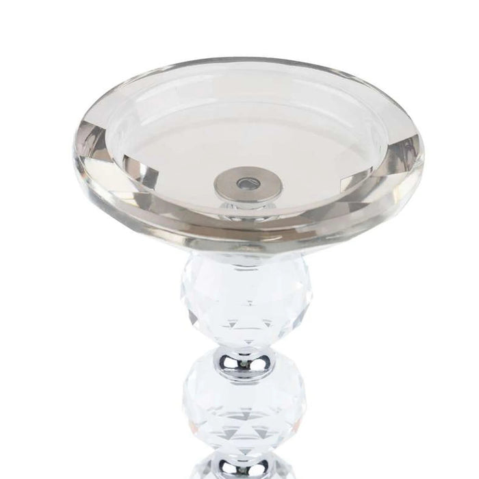 Crystal Pillar Candle Holder 10X10X19.5Cm- Smoked Grey Pan Home