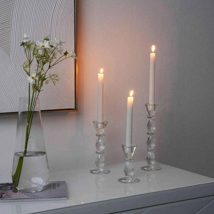 Crystal Taper Candle Holder 8X8X18Cm- Clear Pan Home