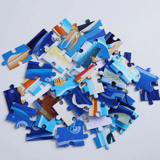 Curio 100 Pieces Ocean World Jigsaw Puzzle With Story Book - Blue Pan Home