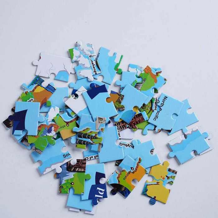 Curio 100 Pieces Wonders Of World Jigsaw Puzzle With Story Book - Blue
