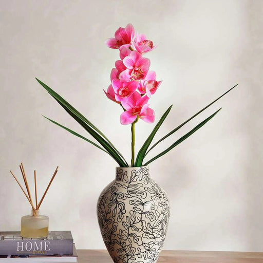 Cymbidium Artificial Orchid Stem Flower H77Cm - Pink Pan Home