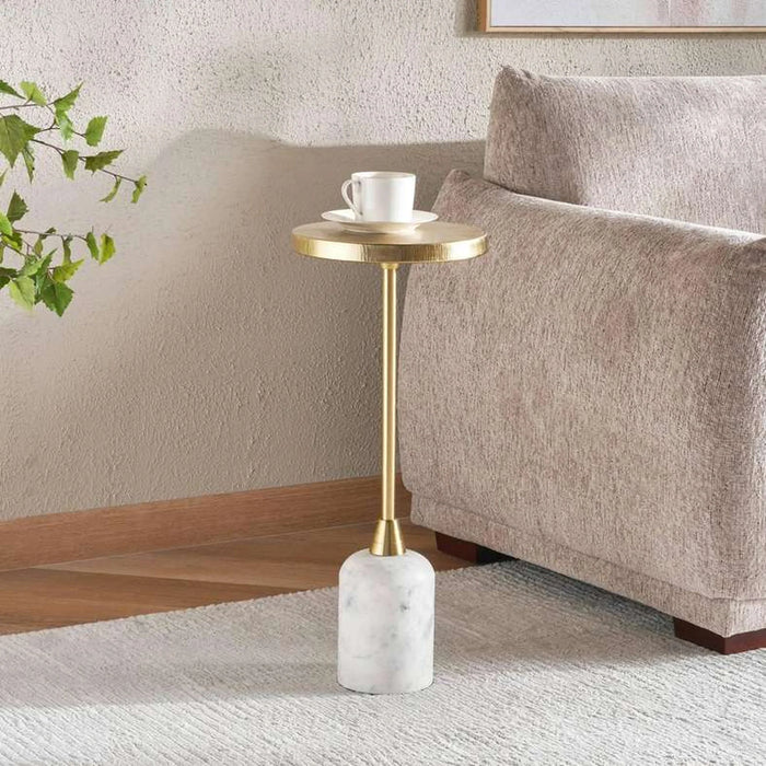 Cynan Drink Table Marble - White & Gold