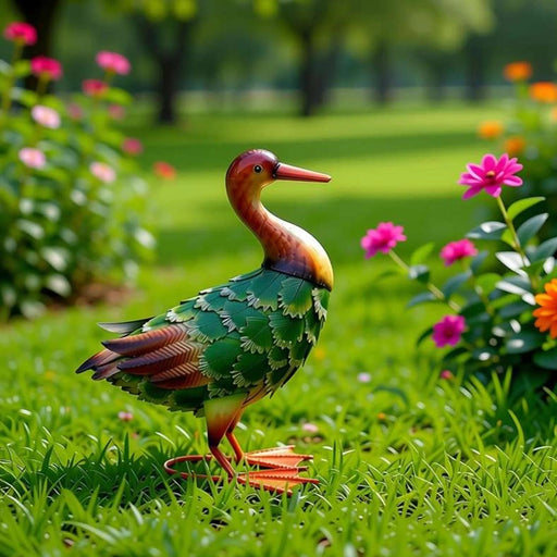Daffy Metal Duck With Head Forward 29.2X15.9X26.8Cm - Green Pan Home