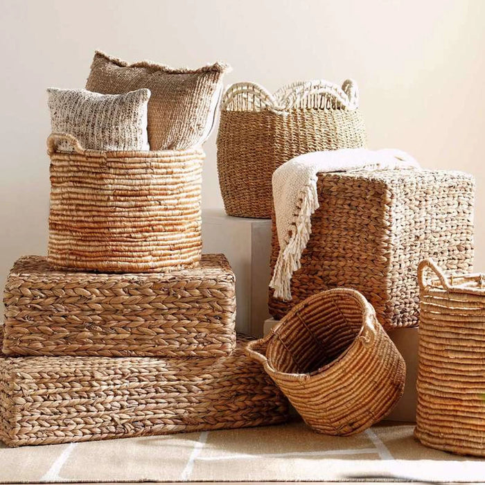 Dahlia Water Hyacith Square Flat Pouf 58X58X18Cm - Natural