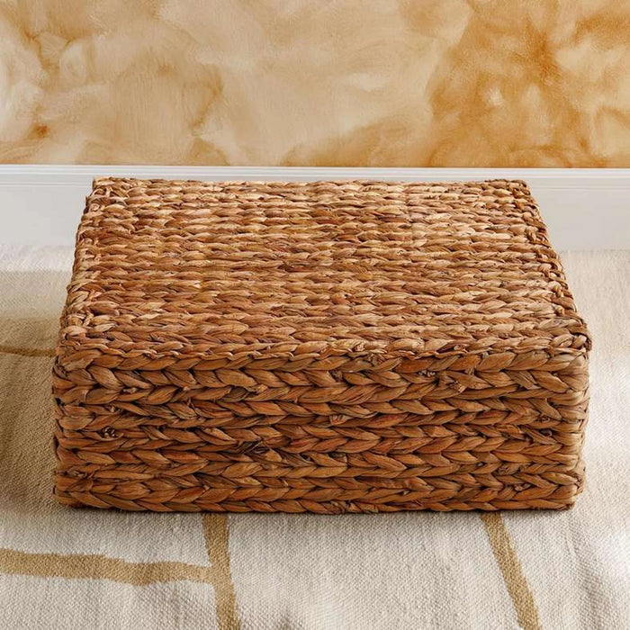 Dahlia Water Hyacith Square Flat Pouf 58X58X18Cm - Natural