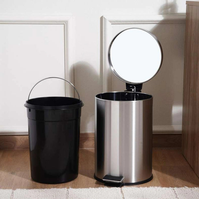 Daily Soft Close Metal Pedal Bin 12L - Chrome Pan Home