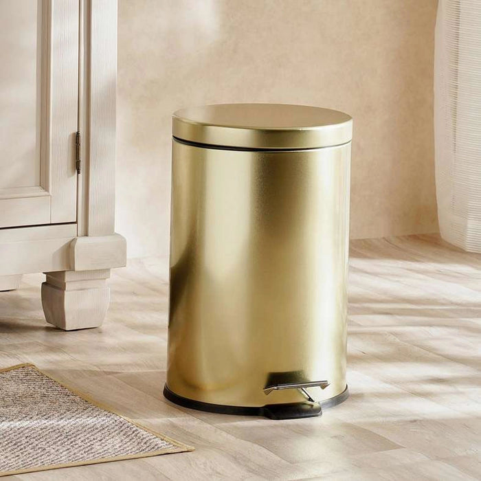 Daily Soft Close Metal Pedal Bin 12 L - Gold Pan Home