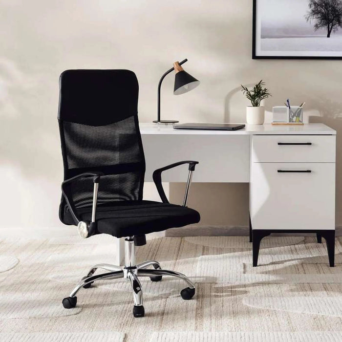 Dallyn Office High Back Chair Mesh And Fabric- Black Pan Home