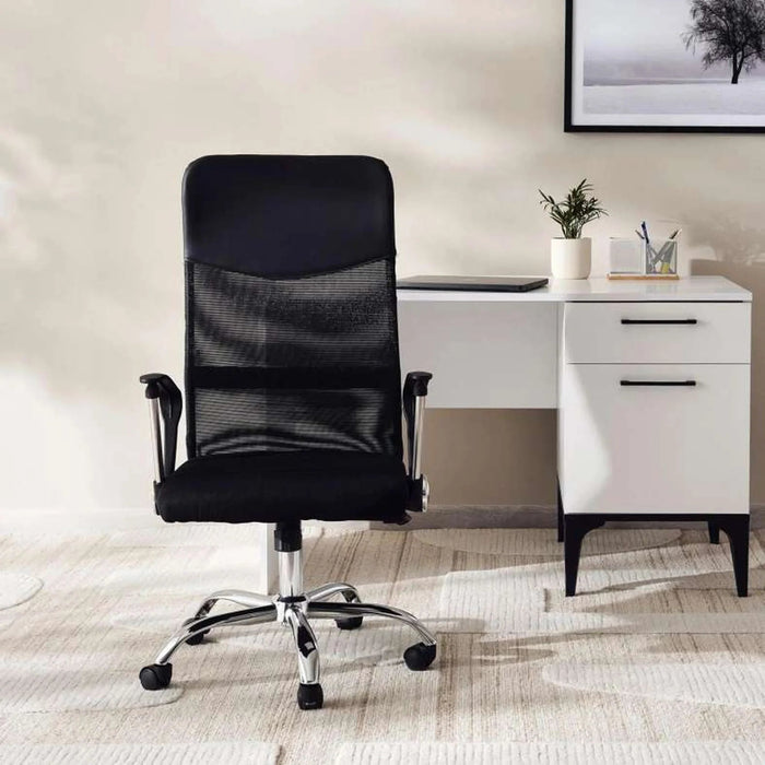 Dallyn Office High Back Chair Mesh And Fabric- Black Pan Home