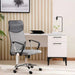 Dallyn Office High Back Chair Mesh And Fabric- Grey Black Pan Home