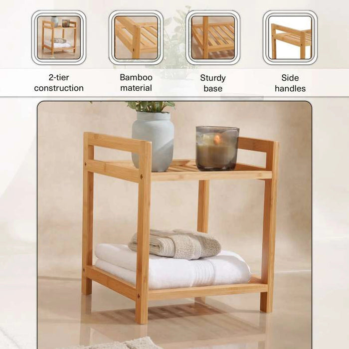 Danfold 2-Tier Bamboo Bath Rack - Natural Pan Home