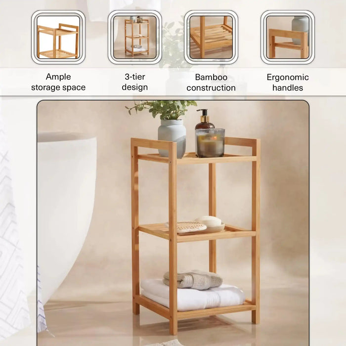 Danfold 3-Tier Bamboo Bath Rack - Natural Pan Home