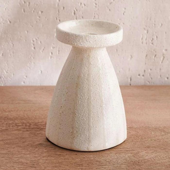 Darvel Stoneware Handpainted Pillar Candle Holder 12X10.5X18Cm - Beige