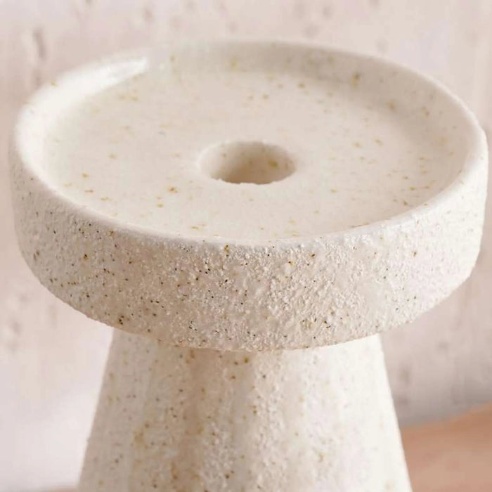 Darvel Stoneware Handpainted Pillar Candle Holder 14.5X11.5X25Cm - Beige