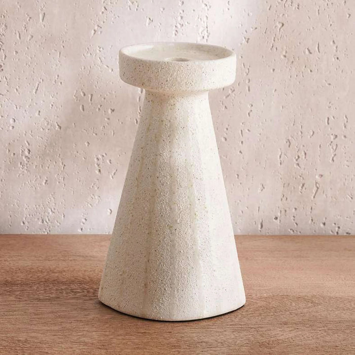 Darvel Stoneware Handpainted Pillar Candle Holder 14.5X11.5X25Cm - Beige