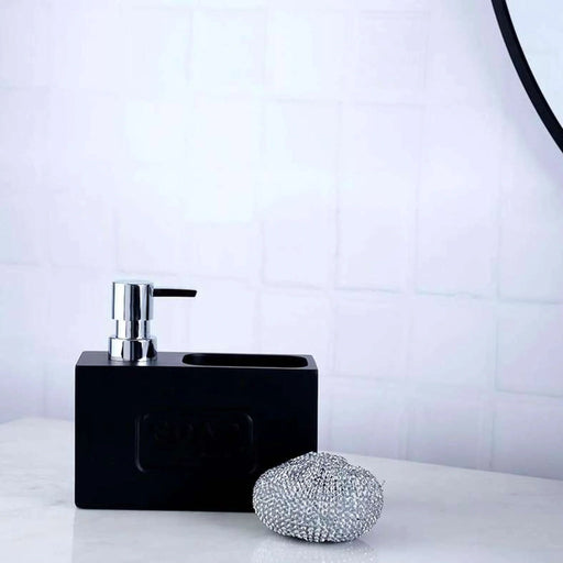 Davis Dish Wash Liquid Dispenser With Scrubber Holder 16X7.2X15.1Cm-Black Pan Home