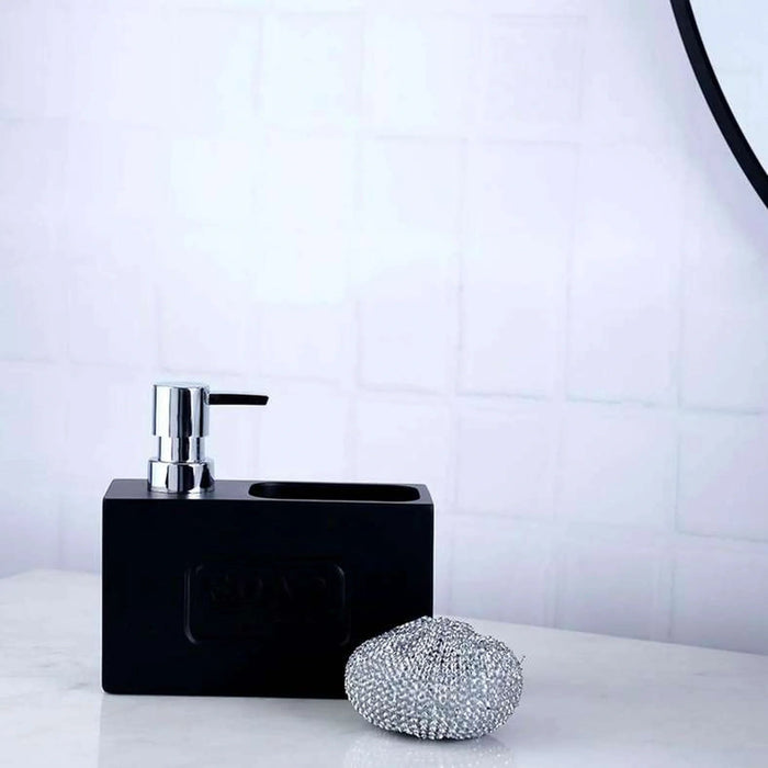 Davis Dish Wash Liquid Dispenser With Scrubber Holder 16X7.2X15.1Cm-Black Pan Home