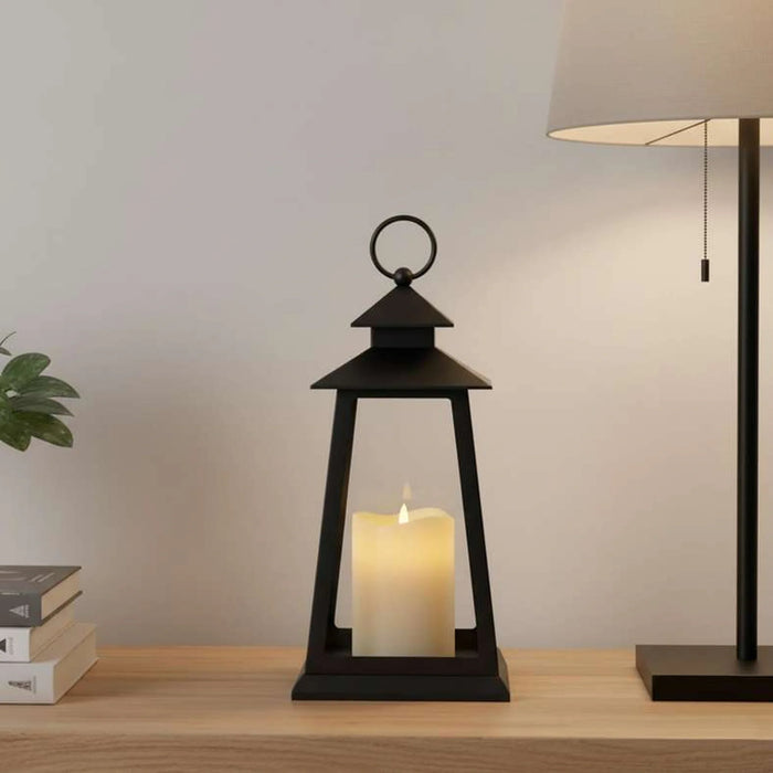 Deia Led Lantern With Candle 15X15X30.5Cm - Black